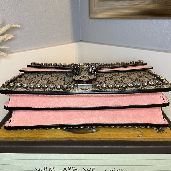 🎀 GUCCI DIONYSUS GG SUPREME CRYSTAL SHOULDER BAG - Picture 11 of 17